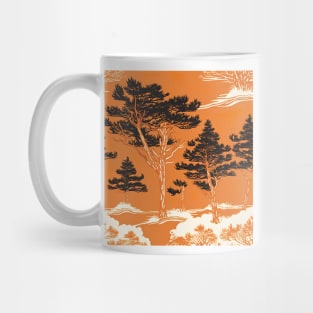 Summer Pine trees in shades of orange, black and creamy white Mug